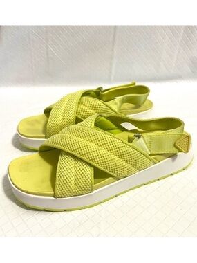 Ugg Women's Nella Sandal in Pollen Muted Neon Yellow Mesh Sling Back Sandals 10